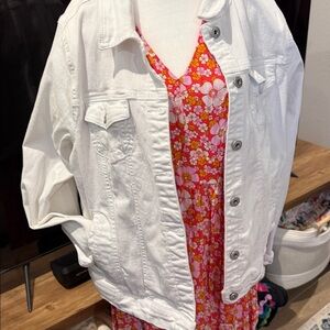 Torrid White Denim Jacket Distressed